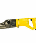 Steel Dragon 5/8 Inch Electric Rebar Cutter, 1050W Hydraulic Rebar Bucker With Four-Sided Reverse Jaws, Yellow electric tool side view.