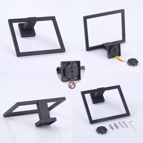 Dope Modern Black Towel Holder Made From SUS304 Stainless Steel Rustproof And Heavy Duty Wall Mount Towel Ring, parts assembly view