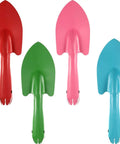 Four Piece Eight Inch Trowel Set With Colorful Metal Hand Shovels For Beach Garden And Planting Tasks Bright Pink Red Blue Green Spades