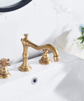 8 Inch Widespread Bathroom Sink Faucet With Two Handles And Three Holes Antique Brass Basin Mixer Tap Includes Matching Metal Pop Up Drain