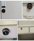 3 Digit Combination Mailbox Lock Seven Eighths Inch Rotary Tongue Cam Lock installed on various drawers and cabinets