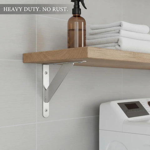 Stainless Steel L Shaped Wall Bracket Heavy Duty Shelf Support for Garage Kitchen and Bathroom Storage Organization Ultra Rugged