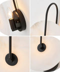 Close-up of ELYCCUPA 10” Marble Wall Sconces Set of Two Matte Black Classic Stone Alabaster Wall Lights for Bedside Vanity Hallway, UL Listed.