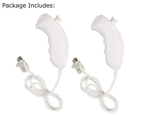 2 Pack Nunchuk Controller Replacement For Nintendo Wii And Wii U White, motion sensing joystick, cable with connectors