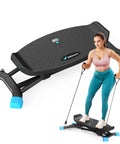 Durable Balance Board With Pro Strength Resistance Bands Home Cardio Stepper Trains Glutes And Thighs Burns Calories Fast in use.