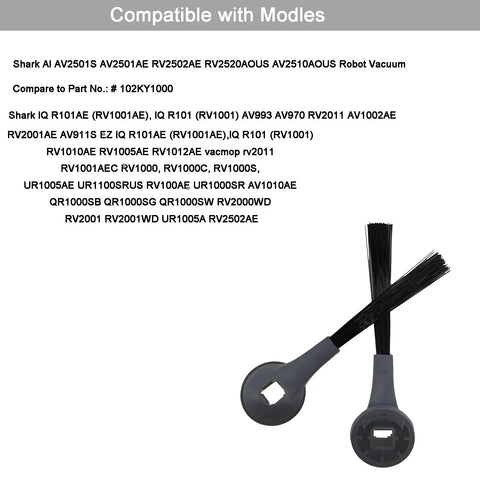 Replacement Side Brushes For Shark IQ And AI Series Robot Vacuums, 6 Pack, Close-up of two black side brushes