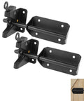 Heavy-Duty Silicone Automatic Gate Latch 7.4 Inch Self-Locking Gravity Latch Black 2 Pack mounted on wooden fence.