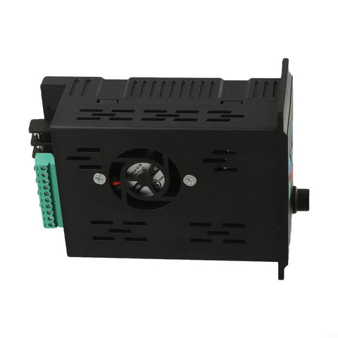 Pro Grade VFD Variable Frequency Drive For Converting Single Phase 220V To Three Phase 220V Wide 80 To 280V Input Range V F Control 0 To 100 Hz Digital Display Overvoltage And Overcurrent Protection, black metal unit side view