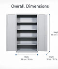 All Steel Tool Storage Cabinet With Adjustable Shelves For Garage And Workshop, Heavy Duty Metal Cabinet To Keep Tools, Hardware, And Supplies Neatly Organized In A Stable Enclosed Unit. overall dimensions, 100 x 180 x 50 cm