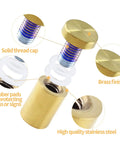 Premium Gold Standoff Screws For Acrylic Signs Rock Solid Display Hardware showing brass finish and rubber pads for protection.