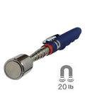 Telescoping Magnetic Pickup Tool With 20 Lb Pull Strength, Extends From 7 To 31 Inches, blue handle close-up with magnet icon