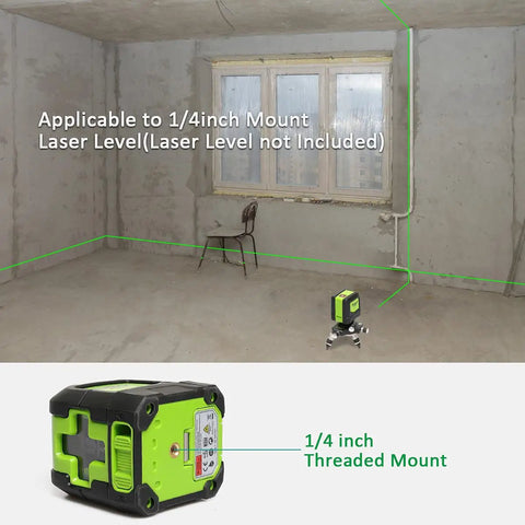 Heavy Duty Pro Grade Metal 360 Degree Rotating Base for Laser Level Tripod Connector with One Quarter Inch Threaded Mount in use