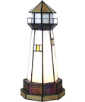 L10626 Lighthouse Tiffany Style Stained Glass Accent Table Lamp Night Light For Home Decoration With Sweet Orange Glow Compact
