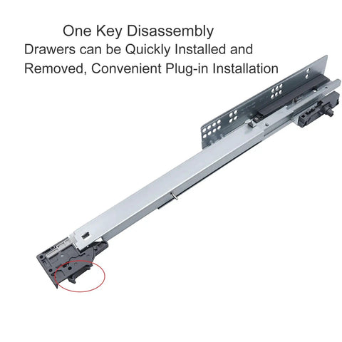 Push To Open Undermount Drawer Slides With Full Extension Three Section Rails 10 To 20 Inch 80 Lbs Load Capacity Smooth Glide