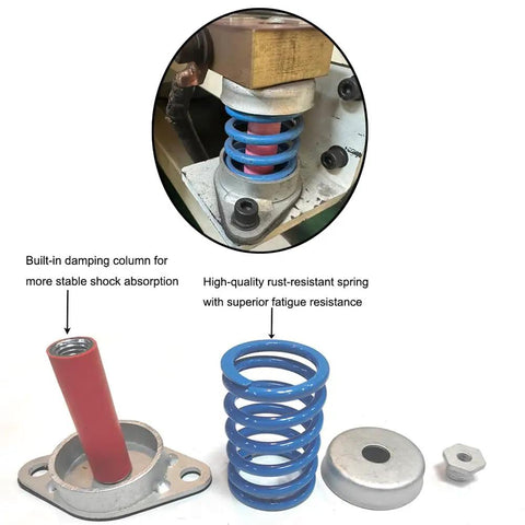 Heavy Duty Floor Mount Vibration Isolators Beat The Rattle With Rock Solid Spring Damping Mounts Finished In Rust Proof Steel For Tough Workshop Gear One Inch Deflection Handles Up To 154 Pounds, featuring blue rust-resistant spring and damping column.