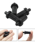 Heavy Duty Black Cabinet Door Repair Pins 24 Pack Abs Plastic Spring Loaded Dampers, four black pins shown in hand for perspective.
