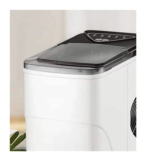 Portable Desktop Ice Maker Compact Countertop Ice Machine For Homes And Outdoor Gatherings with clear lid and control panel.