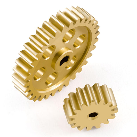 Brass RC Transmission Main Gear With 15T And 32T Motor Pinions Upgrade Kit for Losi 1/24 Micro B Micro T RC Car on white background