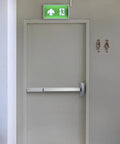 Built Tough Aluminum Rim Panic Exit Device With Storeroom Lever Trim Handle Easy Grip Operation Reversible Left Or Right Hand Swing Fits 36 To 42 Inch Doors For Secure Entry on exit door.