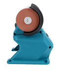 Daconovo 3 Inch Cordless Mini Bench Grinder With Dual 5500Rpm Wheels side view showing grinding wheel and compact design.