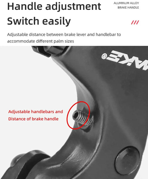 Close-up of adjustable section on Universal Aluminum Bicycle Brake Levers 4 Finger and 2.5 Finger Length, Lightweight for MTB BMX.