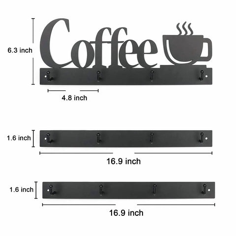 Coffee Mug Wall Rack With 12 Heavy Duty Hooks And Metal Sign For Coffee Bar Kitchen And Office Space Saving Wall Mounted Mug Organizer With Easy Access And Rustic Modern Style