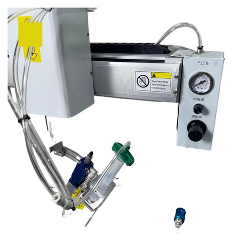 High Speed Epoxy Resin and Polyurethane Glue Dispenser for Semi Automatic Desktop Gluing and Sealing Machines Pro Grade Single Component Adhesive Applicator for Precise Fast Dispensing in Industrial and DIY Bonding, metal unit with hose and gauge