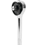 Close-up view of ratchet from All In One Forty Piece SAE And Metric Socket Set With One Quarter Inch And Three Eighth Inch Drive