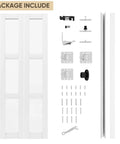 Solid Wood Bifold Closet Doors For 30 By 80 Inch Opening 3 Lite Tempered Frosted Glass Barn Style Folding Door With Hardware Kit