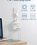 Your Go To USB Power Strip With Three AC Outlets And Four USB Ports Including Two Type C For Cruise Home Dorm And Office Keeps Devices Charged And Desk Clutter Free wall-mounted in use