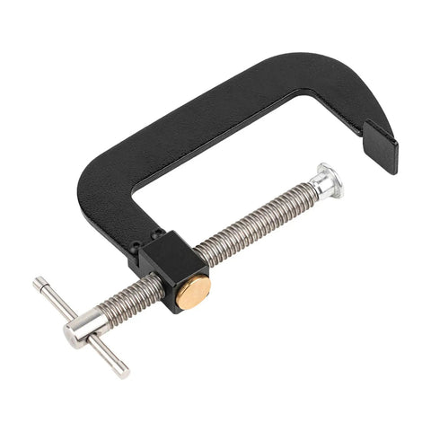 Beefy Fast Release 4 Inch G Clamp For Workshop Projects, Steel With Anti Rust Finish, Quick Slide Jaw For Easy Adjustments, Trapezoidal Thread For Strong Holding Power, Heavy Duty Woodworking And Metalworking Clamp, black steel clamp