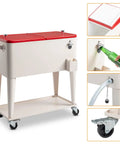 80 Quart Rolling Ice Chest On Wheels For Outdoor Bevs And Patio Parties With Waterproof Cooler Cart Cover Keeps Drinks Cold 48 Hours And Food Warm 8 Hours Holds Up To 100 Cans Includes Bottle Opener And Cap Catcher