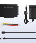 Hard Drive Reader USB 3.0 To SATA IDE Adapter Kit For Universal 2.5 Or 3.5 HDD SSD, with power adapter and cables
