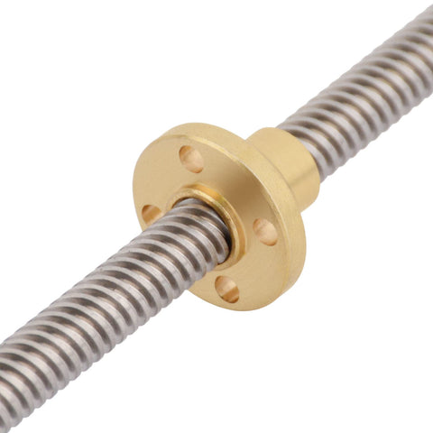 16 Pieces 150mm T8 Lead Screw Kit With 2 Linear Motion Rod Guides 4 Slide Blocks 4 SK8 Supports And 1 Flexible Shaft Coupling For 3D Printers And DIY CNC Builds brass T8 lead screw close-up