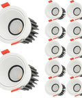 12 Pack 15W LED Recessed Lights Slick Dimmable Downlights With Knockout Brightness And Flexible Beam Angles Tight Ultra Thin Aluminum Housing For Smooth Ceiling Install displayed.