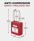 10 Red Lockout Tagout Padlocks Set Keyed Differently With Two Keys Each Rugged Nylon Body Stainless Steel Shackle