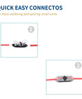 Easy Install Quick Solderless LED Wire Connector Kit For Low Voltage Wiring, I Type 1 Pin, 24-20 AWG, 12 Pack in use
