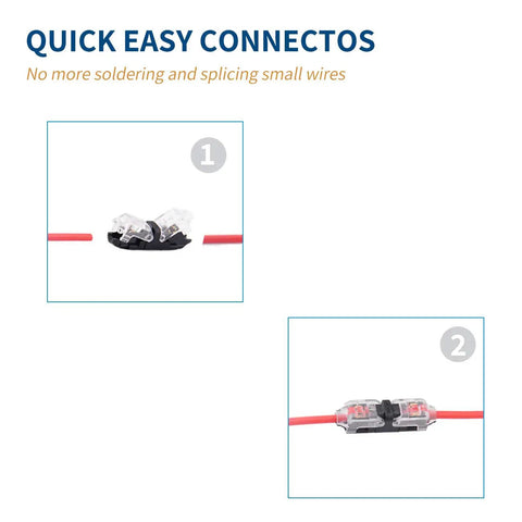 Easy Install Quick Solderless LED Wire Connector Kit For Low Voltage Wiring, I Type 1 Pin, 24-20 AWG, 12 Pack in use
