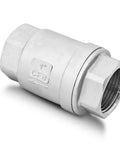 1-inch NPT stainless steel inline spring check valve with female threaded end