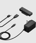 External USB 3 0 To SATA III Hard Drive Adapter Kit With 12V 2A Power Supply shown with cables and adapter