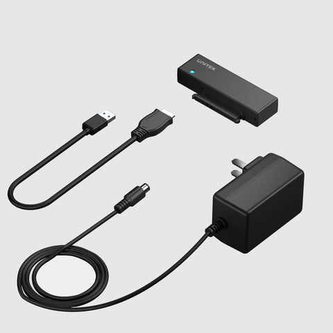 External USB 3 0 To SATA III Hard Drive Adapter Kit With 12V 2A Power Supply shown with cables and adapter