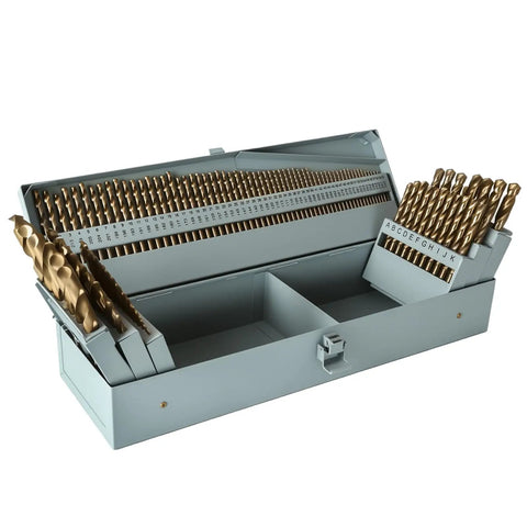 Cobalt Drill Bit Set 115 Piece Beefy M35 HSS Jobber Length For Hardened Metal Stainless Steel Cast Iron Wood And Plastic With Metal Indexed Storage Case One Sixteenth To One Half Inch