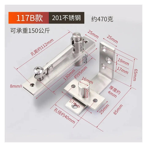 360 Degree Stainless Steel Rotating Door Hinges for Hidden Cabinets and Wooden Doors, pivot hardware with measurements