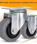 Heavy Duty Swivel Caster Wheels With Conductive Rubber Treads For Ultra Quiet Rolling And Anti Static Safety Reinforced Base close-up showing stainless mount plate and thick rubber treads.
