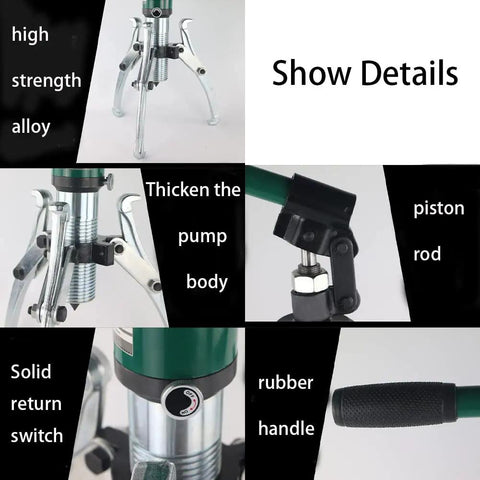 Heavy Duty 10 Ton Hydraulic Gear Puller Wheel Bearing Separator With Adjustable Pump Kit close-up of pump body and rubber handle details