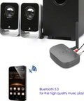 Long Range Bluetooth Music Receiver For Wired Speakers And Home Stereo Wireless Audio Adapter With Bluetooth 5.0 To Stream From Phone Or PC That Turns Any Setup Into A Modern Wireless Sound System Black showing connectivity with speakers