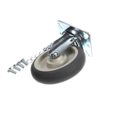 Beefed Up Replacement 5 Inch Grey Donut Style Swivel Caster for Commercial Food Service Carts, OEM Lakeside Part, Non Marking Wheel, Heavy Duty Swivel With 5 Inch Tread, Easy Install with hardware