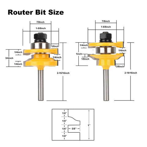 Three Piece One Quarter Inch Shank Round Over Cove Router Bit Set For Woodworking Dope For Raised Panel Cabinet Doors dimensions
