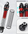 28mm RC Oil Shocks 4 Pack Aluminum Shock Absorbers for 1 to 30 Axial SCX30 Wrangler Bronco RC Crawler, Red, Smooth Damping