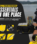 Angler using XL Tackle Bag Hauler Pro For Anglers With Mega Storage Capacity Fits 12 3700 Boxes And 4 Large Side Pockets Offshore Ready Tournament Grade All In One Gear Organizer on a boat.